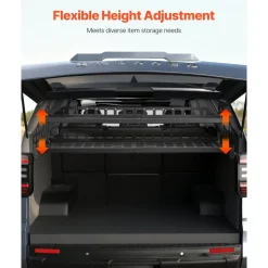 VEVOR Rear Trunk Cargo Rack, for 2010-2024 Toyota 4Runner, 220 lbs Capacity, Aluminum Alloy Basket Tray Interior Storage Luggage Carrier, Adjustable Height Shelf Stand Organizer for Camping Trip Gear