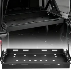 VEVOR Rear Trunk Cargo Rack, for 2018-2024 Jeep Wrangler JLU Sky One-Touch Power Top 4-Door Hardtops, 300 lbs, Carbon Steel Basket Tray Interior Storage Luggage Carrier with Net, Shelf Stand Organizer for Camping