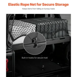 VEVOR Rear Trunk Cargo Rack, for 2018-2024 Jeep Wrangler JLU Sky One-Touch Power Top 4-Door Hardtops, 300 lbs, Carbon Steel Basket Tray Interior Storage Luggage Carrier with Net, Shelf Stand Organizer for Camping
