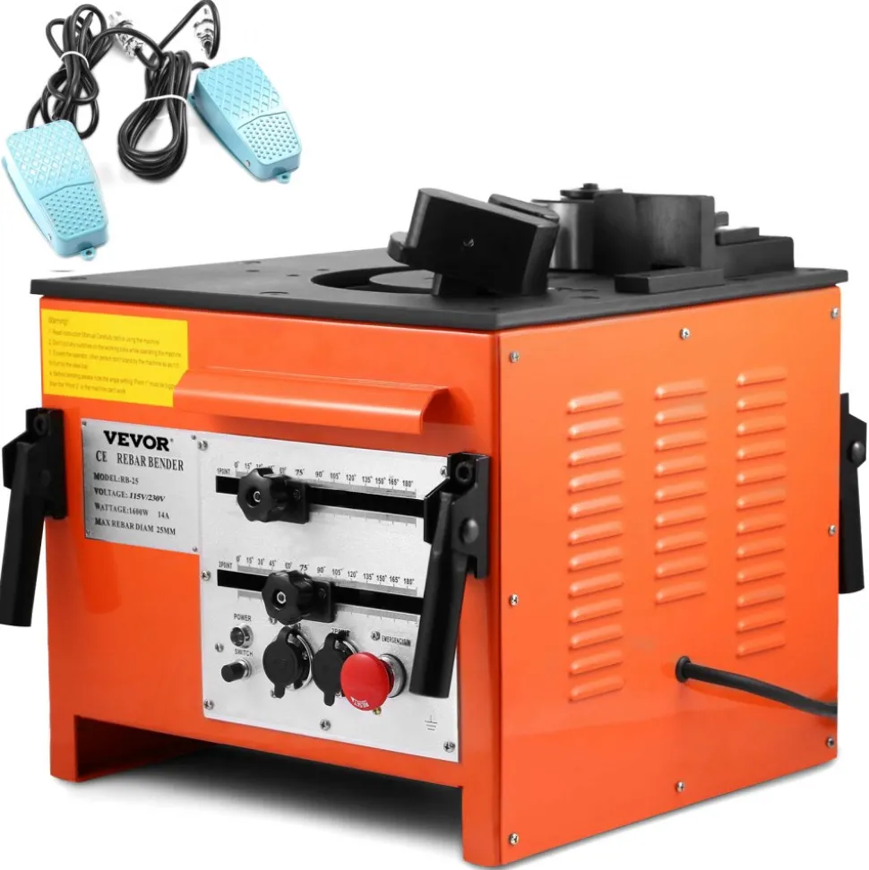 VEVOR Rebar Bender 1 inch 25 mm Rebar Bending Bender Rebar Grade 60 Electric Rebar Bender Heavy Duty with Foot Pedal for Bending Steel Rope (1 inch Rebar Bender)