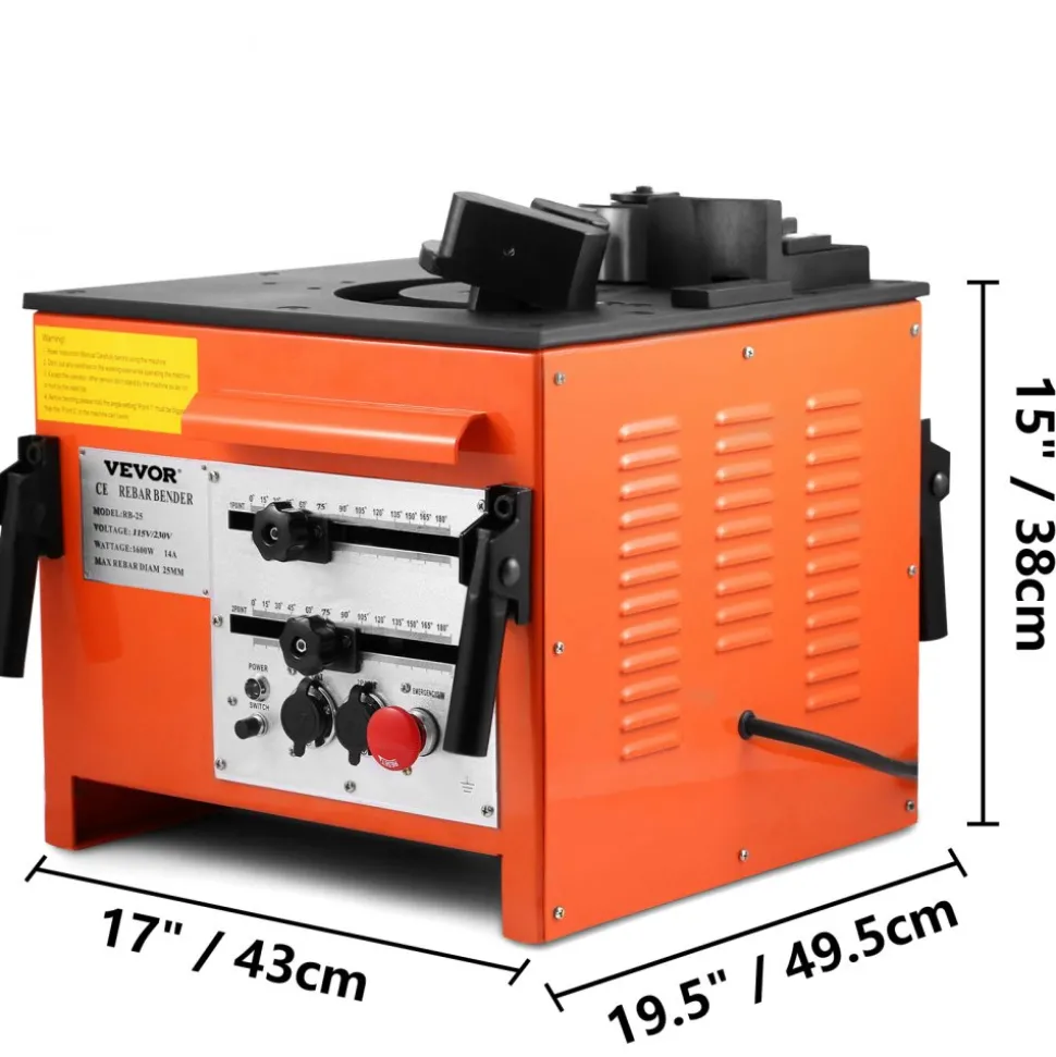 VEVOR Rebar Bender 1 inch 25 mm Rebar Bending Bender Rebar Grade 60 Electric Rebar Bender Heavy Duty with Foot Pedal for Bending Steel Rope (1 inch Rebar Bender)