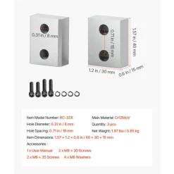 VEVOR Rebar Cutter Blades, 6 Pcs Replacement Jaw Blades for 1-1/4 Inch 32mm #10 Electric Rebar Cutter, Double-sided, CR12MOV High-Hardness Steel, Fast Efficient with Screws and Spring Washer