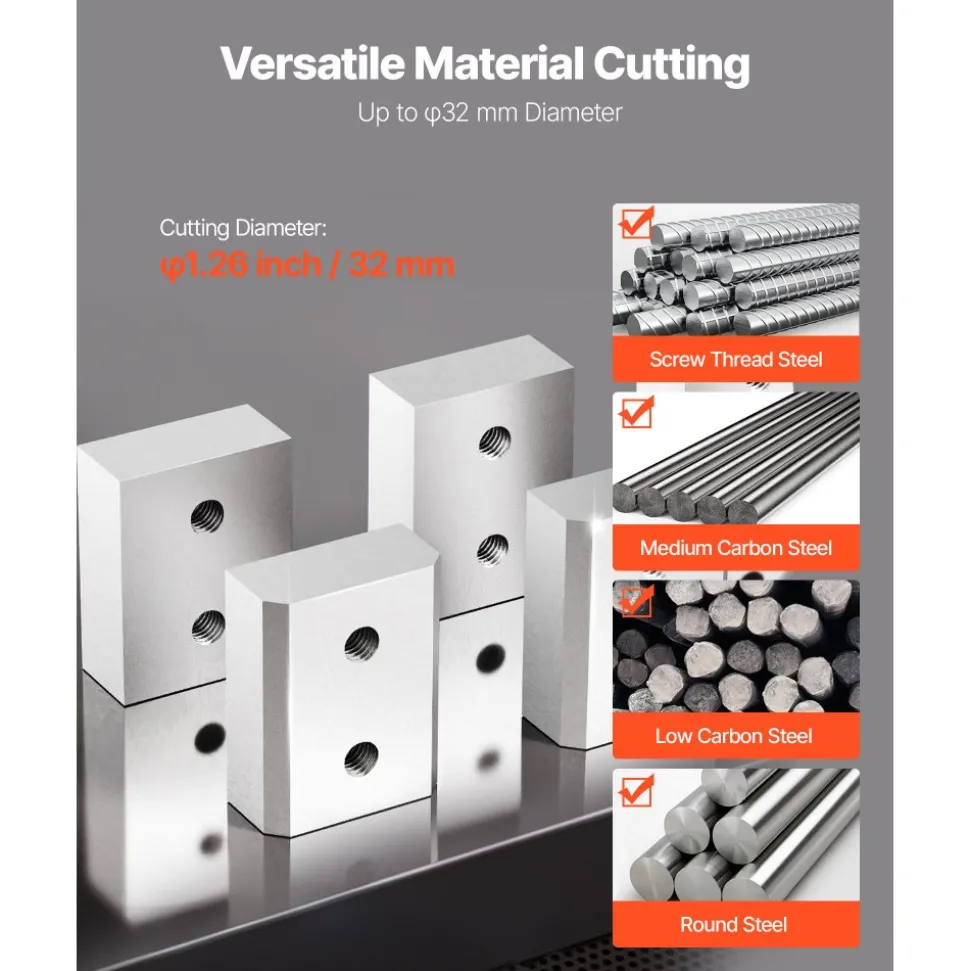 VEVOR Rebar Cutter Blades, 6 Pcs Replacement Jaw Blades for 1-1/4 Inch 32mm #10 Electric Rebar Cutter, Double-sided, CR12MOV High-Hardness Steel, Fast Efficient with Screws and Spring Washer