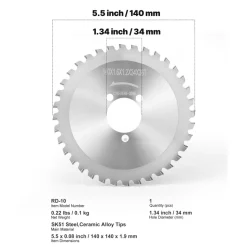 VEVOR Rebar Cutter Blades Replacement for Electric Rebar Cutting Saw, 36 Teeth High-Hardness Heat-Treated Steel Cermet Tipped Blade , Fast Even for Aluminum,Copper Pipe, Arbor 34 mm/ 1-11/32 in