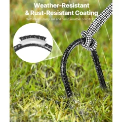 VEVOR Rebar Stakes, 10-Inch, Heavy-Duty 0.32 in Diameter U Shape, Galvanized Steel Ground Anchors with Chisel Point End & Rust-Resistant Coating, for Gardening Support, Fence, Camping Tents (12-Pack)