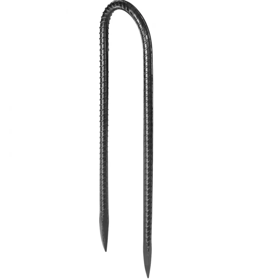 VEVOR Rebar Stakes, 10-Inch, Heavy-Duty 0.32 in Diameter U Shape, Galvanized Steel Ground Anchors with Chisel Point End & Rust-Resistant Coating, for Gardening Support, Fence, Camping Tents (12-Pack)