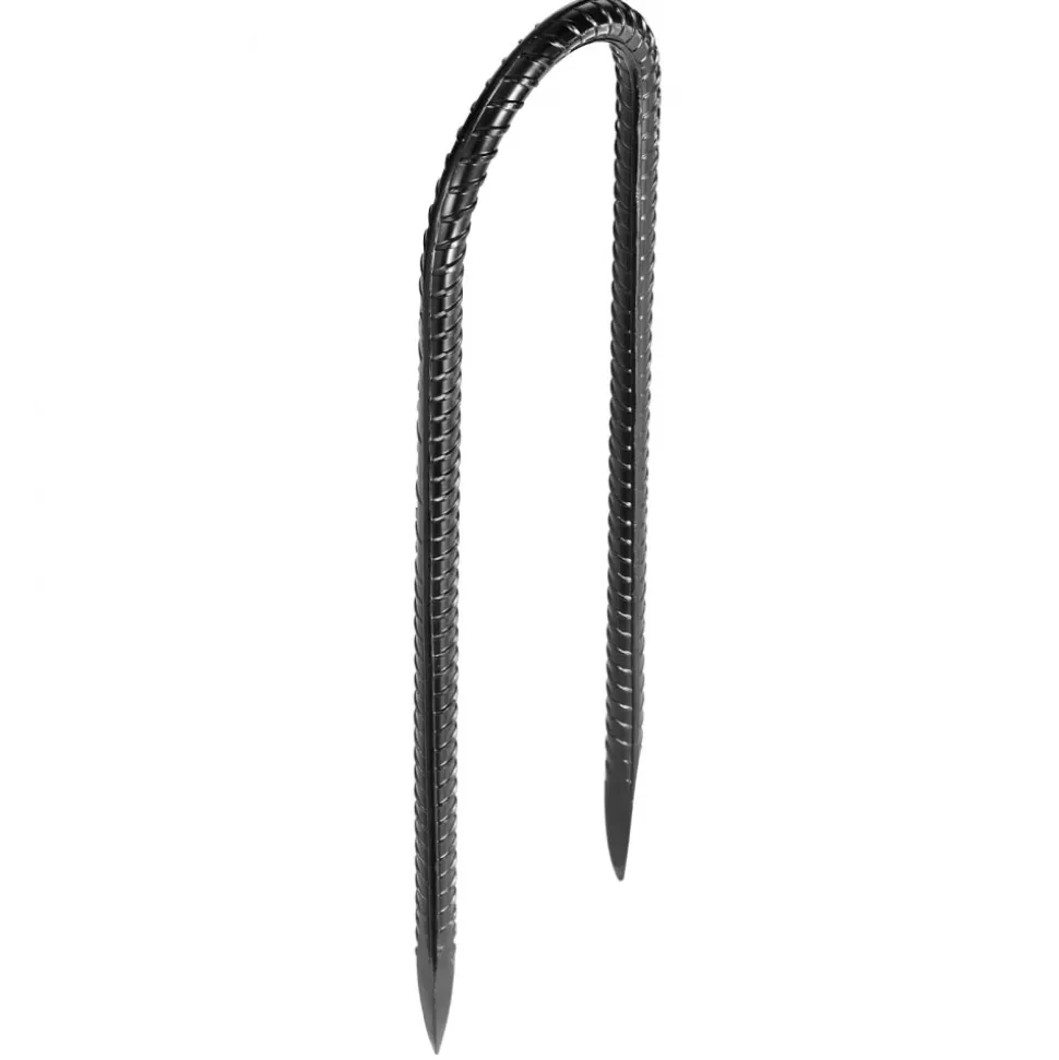 VEVOR Rebar Stakes, 10-Inch, Heavy-Duty 0.32 in Diameter U Shape, Galvanized Steel Ground Anchors with Chisel Point End & Rust-Resistant Coating, for Gardening Support, Fence, Camping Tents (12-Pack)