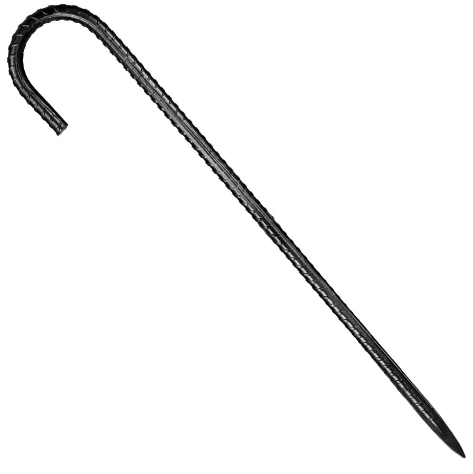 VEVOR Rebar Stakes, 16-Inch, Heavy-Duty 0.4 in Diameter J Hook, Galvanized Steel Ground Anchors with Chisel Point End & Rust-Resistant Coating, for Gardening Support, Fence, Camping Tents (24-Pack)
