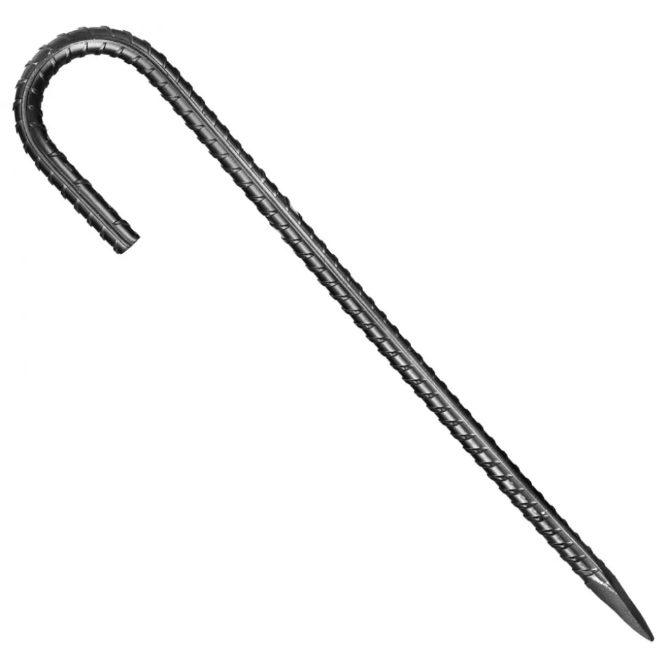 VEVOR Rebar Stakes, 12-Inch, Heavy-Duty 0.4 in Diameter J Hook, Galvanized Steel Ground Anchors with Chisel Point End & Rust-Resistant Coating, for Gardening Support, Fence, Camping Tents (16-Pack)