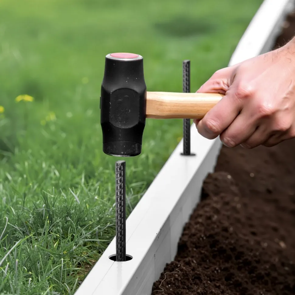 VEVOR Rebar Stakes, 16-Inch, Heavy-Duty 0.45 in Diameter, Straight Galvanized Steel Ground Anchors with Chisel Point End & Rust-Resistant Coating, for Gardening Support, Fence, Camping Tents (16-Pack)