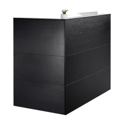 VEVOR Reception Desk, 55Inch L-Shaped Front Counter Table, Office Reception Counter with Drawer Keyboard Tray and Storage Cabinet, for Checkout, Lobby, Beauty Salon & Office, Black