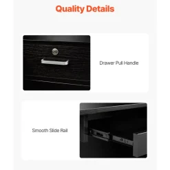VEVOR Reception Desk, 55Inch L-Shaped Front Counter Table, Office Reception Counter with Drawer Keyboard Tray and Storage Cabinet, for Checkout, Lobby, Beauty Salon & Office, Black