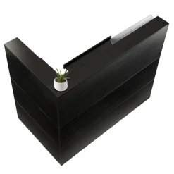 VEVOR Reception Desk, 55Inch L-Shaped Front Counter Table, Office Reception Counter with Drawer Keyboard Tray and Storage Cabinet, for Checkout, Lobby, Beauty Salon & Office, Black
