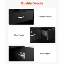 VEVOR Reception Desk, 47 Inch Rectangular Front Counter Table, Office Reception Counter with Lockable Drawer and Storage Cabinet, for Checkout, Lobby, Beauty Salon and Office, Black