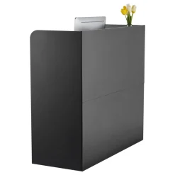 VEVOR Reception Desk, 47 Inch Rectangular Front Counter Table, Office Reception Counter with Lockable Drawer and Storage Cabinet, for Checkout, Lobby, Beauty Salon and Office, Black