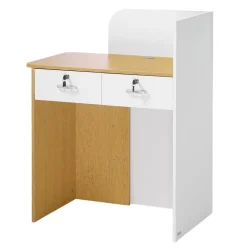 VEVOR Reception Desk, 31.5 inch Rectangular Front Counter Table, Modern Office Reception Desk with LED Light, 2 Drawers & Power Outlets, Retail Counter Table for Checkout, Lobby, Beauty Salon, Office