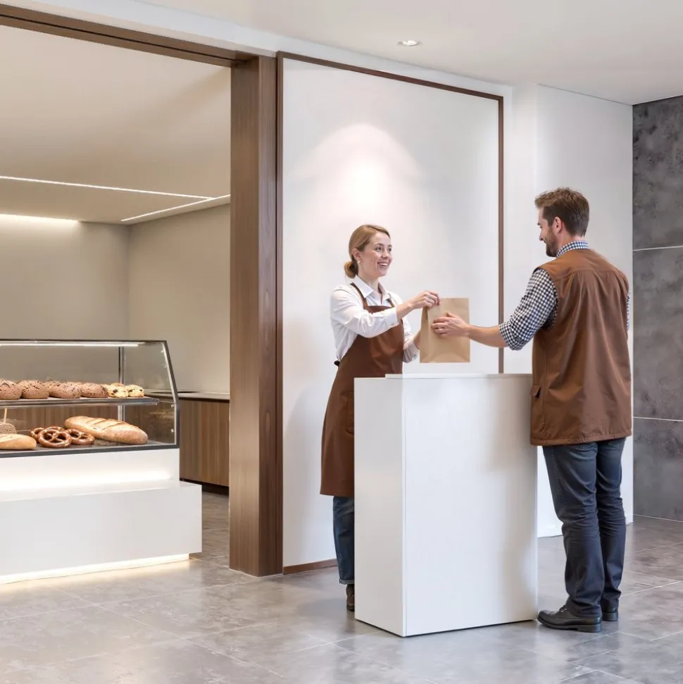 VEVOR Reception Desk, 23.6 inch Rectangular Front Counter Table, Modern Office Reception Desk with Drawer, Small Minimalist Retail Counter Table for Checkout, Lobby, Beauty Salon and Office, White