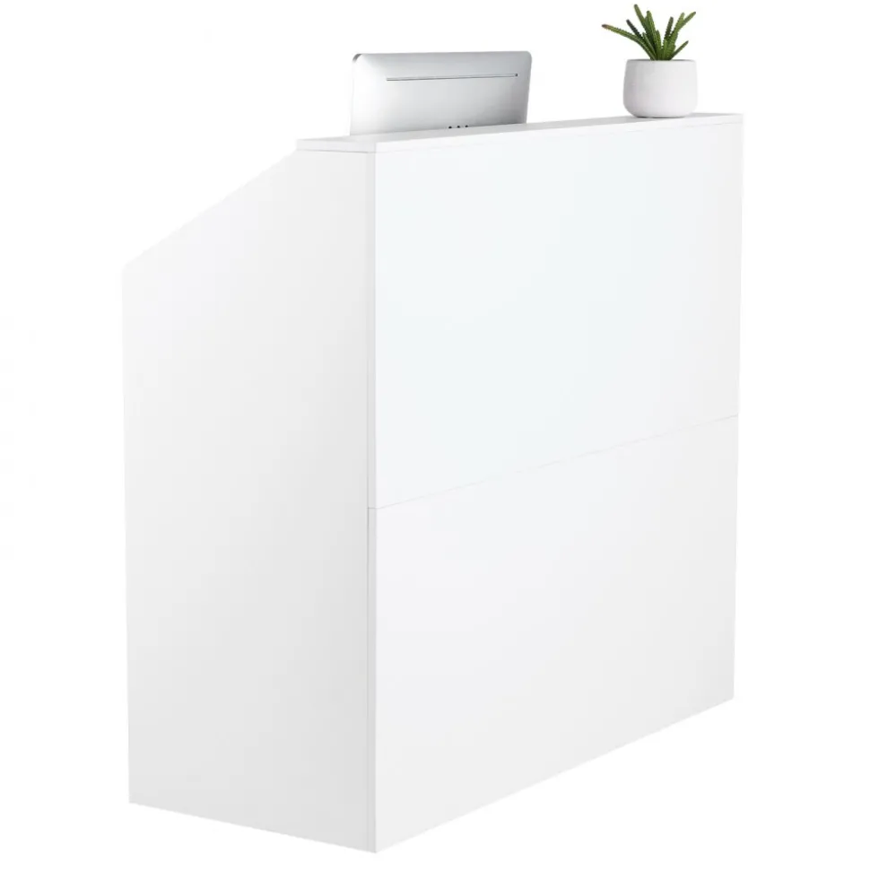 VEVOR Reception Desk, 46 Inch Rectangular Front Counter Table, Office Reception Desk, Retail Counter and Front Reception Counter, for Checkout, Lobby, Beauty Salon and Office, White