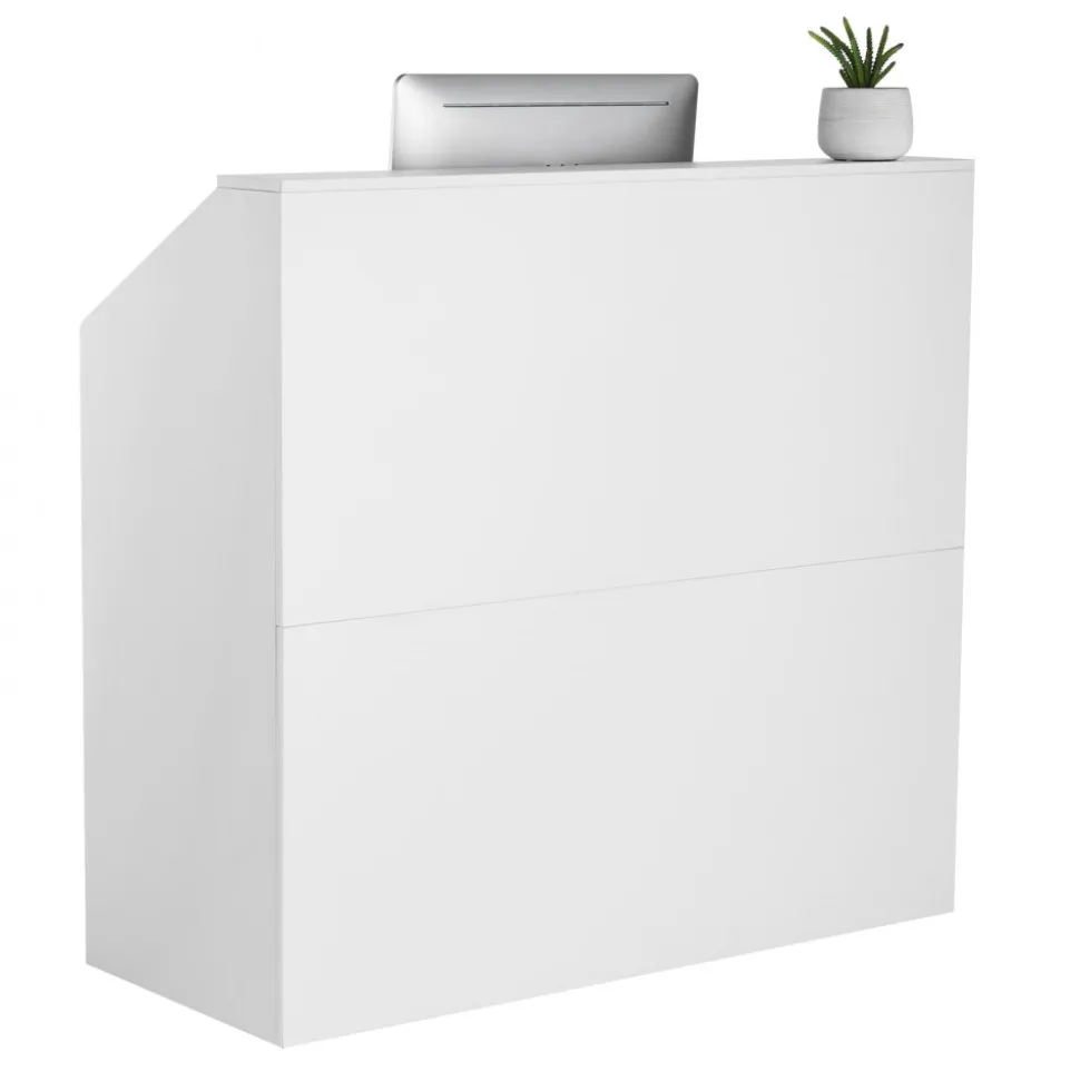 VEVOR Reception Desk, 46 Inch Rectangular Front Counter Table, Office Reception Desk, Retail Counter and Front Reception Counter, for Checkout, Lobby, Beauty Salon and Office, White