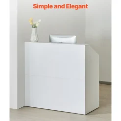 VEVOR Reception Desk, 46 Inch Rectangular Front Counter Table, Office Reception Desk, Retail Counter and Front Reception Counter, for Checkout, Lobby, Beauty Salon and Office, White