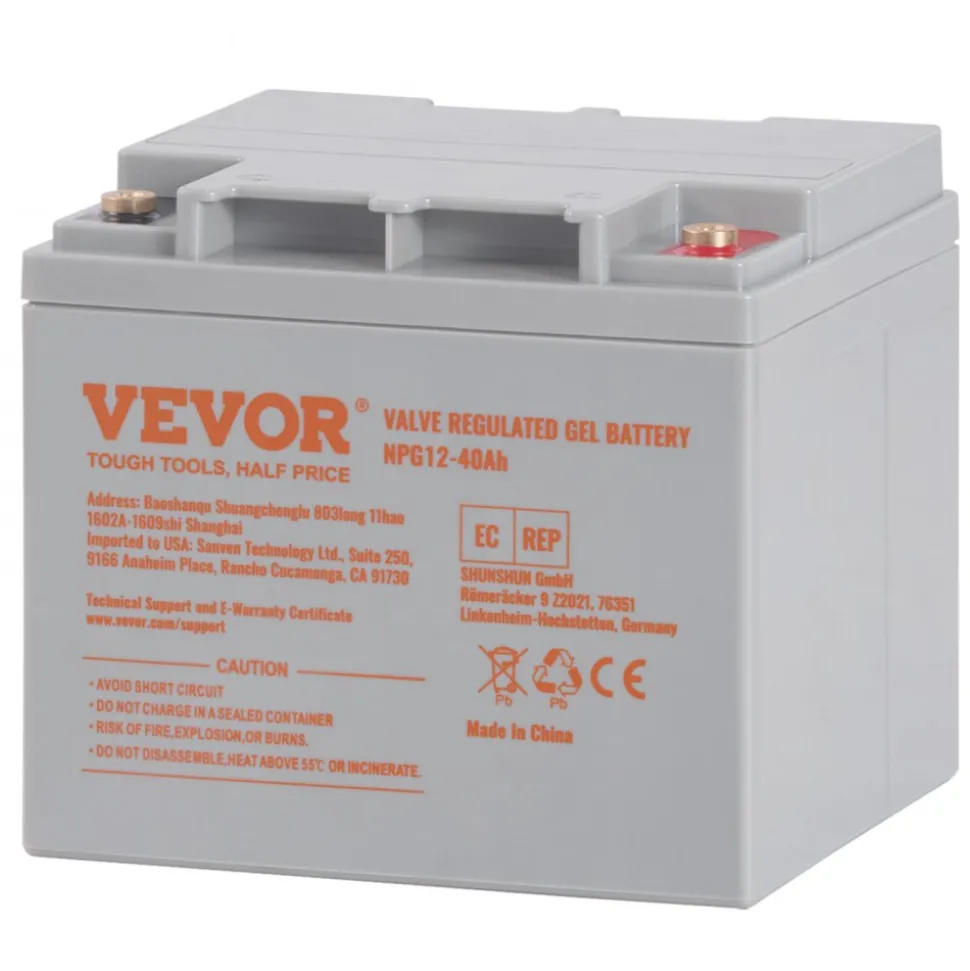 VEVOR Rechargeable AGM Marine Battery, 12V 40AH, with 400A Discharge Current, Ideal for Mobility Scooters, Electric Wheelchairs, Go-Karts, and e-Bikes
