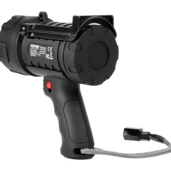 VEVOR Rechargeable Spotlight Flashlight, 200,000 Lumens, IP67 Waterproof Handheld LED Spot Light, Super Bright Portable Searchlight with 4 Modes Detachable Lens USB Port, for Hunting Boating Camping
