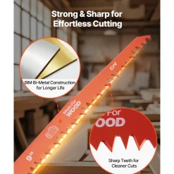 VEVOR Reciprocating Saw Blades, 32-Piece, Various Sizes Bi-Metal Reciprocating Saw Blade Set with Universal Shank, for Metal and Wood Cutting, Sharp Teeth for Fast and Smooth Cuts, Orange and Gray