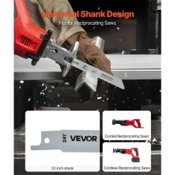 VEVOR Reciprocating Saw Blades, 32-Piece, Various Sizes Bi-Metal Reciprocating Saw Blade Set with Universal Shank, for Metal and Wood Cutting, Sharp Teeth for Fast and Smooth Cuts, Orange and Gray
