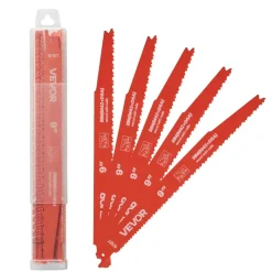 VEVOR Reciprocating Saw Blades, 25 Pack, 6/12 TPI Bi-Metal Reciprocating Saw Blade Set with Universal Shank, Sharp Teeth for Fast and Smooth Cuts, for Wood and Nail-Embedded Wood Demolition, Orange
