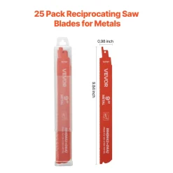 VEVOR Reciprocating Saw Blades, 25 Pack, 14/18 TPI Bi-Metal Reciprocating Saw Blade Set with Universal Shank, Sharp Teeth for Fast and Smooth Cuts, for Cutting 1/8-5/16 inch Medium Metals, Orange