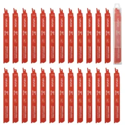 VEVOR Reciprocating Saw Blades, 25 Pack, 14/18 TPI Bi-Metal Reciprocating Saw Blade Set with Universal Shank, Sharp Teeth for Fast and Smooth Cuts, for Cutting 1/8-5/16 inch Medium Metals, Orange