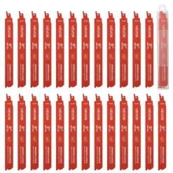 VEVOR Reciprocating Saw Blades, 25 Pack, 14/18 TPI Bi-Metal Reciprocating Saw Blade Set with Universal Shank, Sharp Teeth for Fast and Smooth Cuts, for Cutting 1/8-5/16 inch Medium Metals, Orange