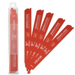 VEVOR Reciprocating Saw Blades, 25 Pack, 14/18 TPI Bi-Metal Reciprocating Saw Blade Set with Universal Shank, Sharp Teeth for Fast and Smooth Cuts, for Cutting 1/8-5/16 inch Medium Metals, Orange