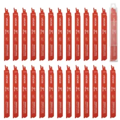 VEVOR Reciprocating Saw Blades, 25 Pack, 14/18 TPI Bi-Metal Reciprocating Saw Blade Set with Universal Shank, Sharp Teeth for Fast and Smooth Cuts, for Cutting 1/8-5/16 inch Medium Metals, Orange