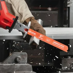 VEVOR Reciprocating Saw Blades, 25 Pack, 14/18 TPI Bi-Metal Reciprocating Saw Blade Set with Universal Shank, Sharp Teeth for Fast and Smooth Cuts, for Cutting 1/8-5/16 inch Medium Metals, Orange