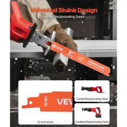VEVOR Reciprocating Saw Blades, 25 Pack, 14/18 TPI Bi-Metal Reciprocating Saw Blade Set with Universal Shank, Sharp Teeth for Fast and Smooth Cuts, for Cutting 1/8-5/16 inch Medium Metals, Orange