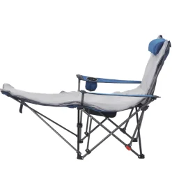 VEVOR Reclining Camping Chair, 4 Adjustable Positions, Portable Folding Lounger for Adults, Mesh Beach Chair with Footrest & Plush Cushion, Supports 220 lbs, Heavy Duty Camp Chairs for Patio, Blue