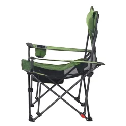 VEVOR Reclining Camping Chair, 4 Adjustable Positions, Portable Folding Lounger for Adults, Mesh Beach Chair with Headrest & Foot Rest, Supports 220 lbs, Heavy Duty Camp Chairs for Patio, Green