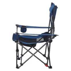 VEVOR Reclining Camping Chair, 4 Adjustable Positions, Portable Folding Lounger for Adults, Mesh Beach Chair with Headrest & Foot Rest, Supports 220 lbs, Heavy Duty Camp Chairs for Patio, Blue