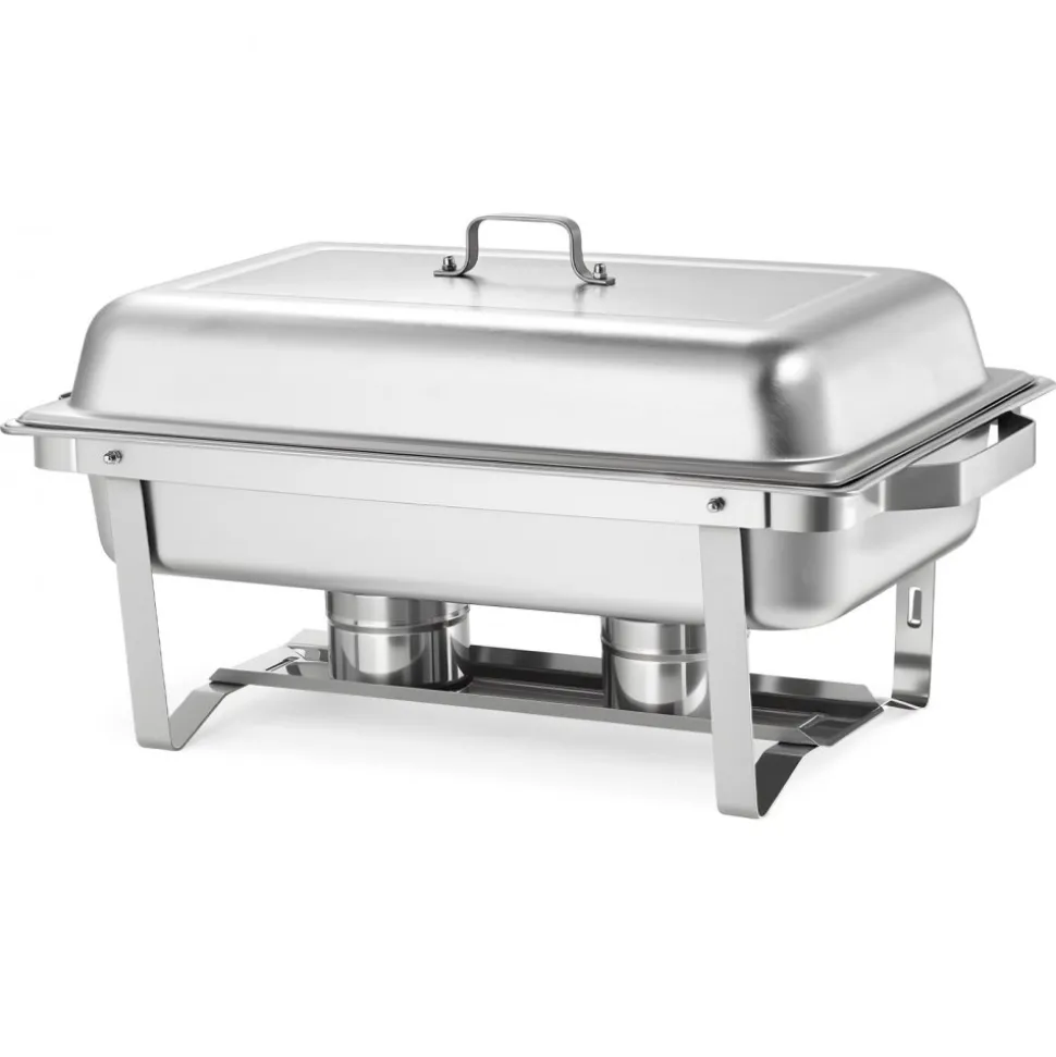 VEVOR Rectangle Chafing Dish, 9 Qt 4 Pack Stainless Steel Chafing Dish, Food Warmer Chafer Complete Set with Hollow Handle, 2 Food Tongs, Lid, Fuel Holder, Chafer Dishes for Banquet Party Wedding