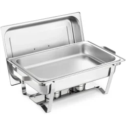 VEVOR Rectangle Chafing Dish, 9 Qt 2 Pack Stainless Steel Chafing Dish, Food Warmer Chafer Complete Set with Hollow Handle, 1 Food Tongs, Lid, Fuel Holder, Chafer Dishes for Banquet Party Wedding
