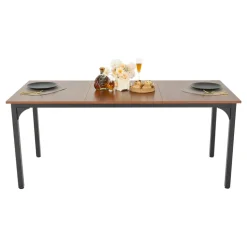 VEVOR Rectangle Dining Table, 71 inch Length Large Wood Tables for 6-8 Person, Farmhouse Dinner Furniture, Rustic Conference Desk with Iron Legs, for Home Kitchen Living Room, Brown(Only Table)
