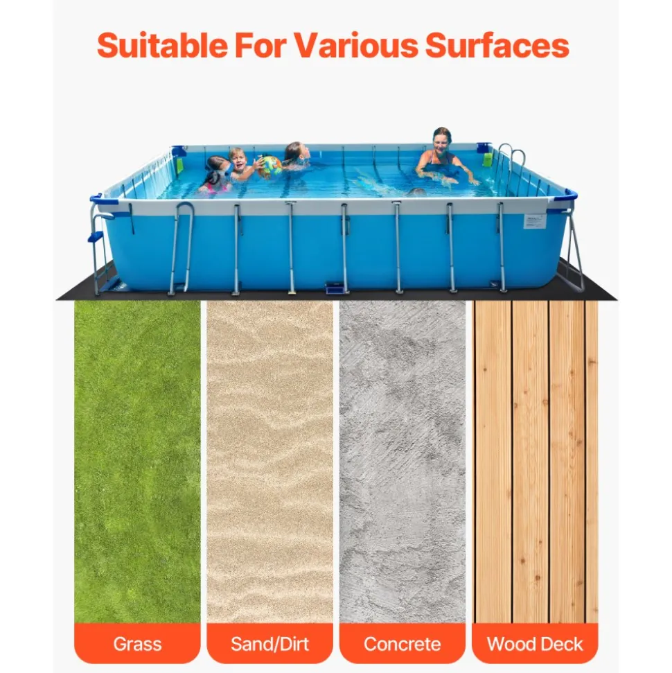 VEVOR Rectangle Pool Liner Pad, 16 x 32 ft Pool Liner Pad for Above Ground Swimming Pools, Extra-Thick Pool Mat, Prevents Punctures, Recycled Geotextile Material Underlayment Pad, Extend Liner Life