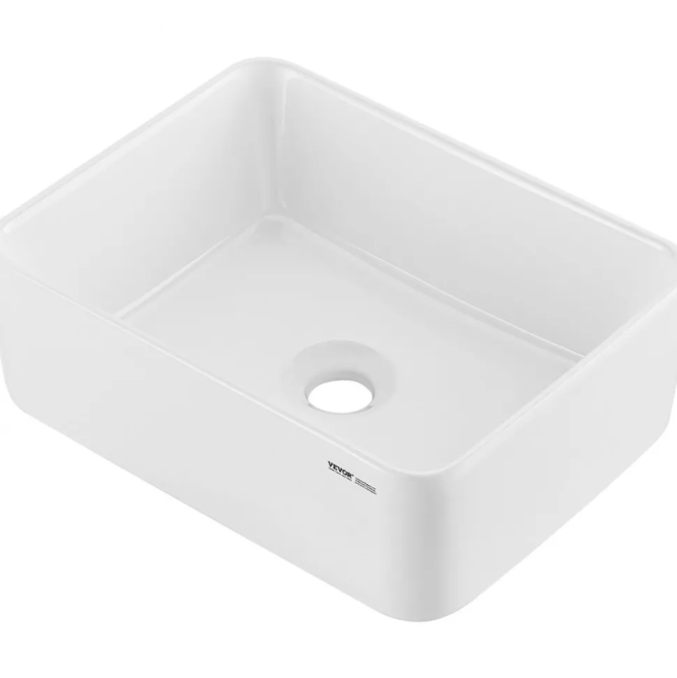 VEVOR Rectangle Vessel Sink, 16" x 12" Bathroom Vessel Sink Countertop, White Ceramic Bathroom Sinks Above Counter, Modern Style, Bright and Elegant, Well-Packaged for Bathroom, Hotel, Toilet, RV