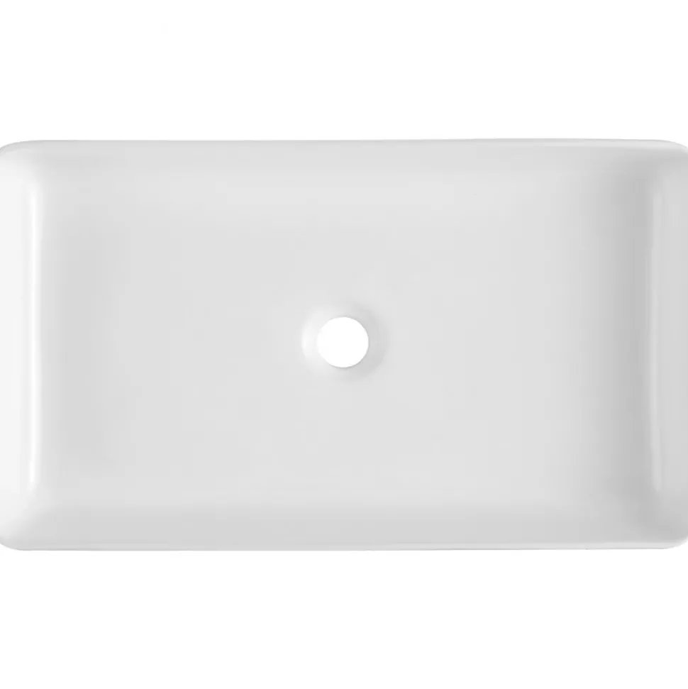 VEVOR Rectangle Vessel Sink, 24" x 13.8" Bathroom Vessel Sink Countertop, White Ceramic Bathroom Sinks Above Counter, Modern Style, Bright and Elegant, Well-Packaged for Bathroom, Hotel, Toilet, RV