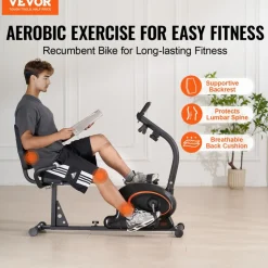 VEVOR Recumbent Exercise Bike, Recumbent Bike for Adults Seniors, Adjustable Magnetic Resistance Stationary Bike for Home, Workout Bike with Comfortable Seat Cushion, LCD Monitor, and Heavy Flywheel