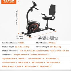 VEVOR Recumbent Exercise Bike, Recumbent Bike for Adults Seniors, Adjustable Magnetic Resistance Stationary Bike for Home, Workout Bike with Comfortable Seat Cushion, LCD Monitor, and Heavy Flywheel
