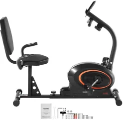 VEVOR Recumbent Exercise Bike, Recumbent Bike for Adults Seniors, Adjustable Magnetic Resistance Stationary Bike for Home, Workout Bike with Comfortable Seat Cushion, LCD Monitor, and Heavy Flywheel