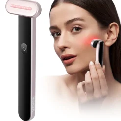 VEVOR Red Light Therapy Wand for Face and Neck, 3-in-1 LED Facial Wand Red Light Therapy Device with Heating Therapy| Vibrating Facial Massage, Portable LED Beauty Wand