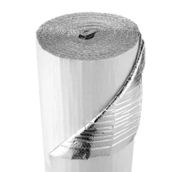 VEVOR Reflective Insulation Roll, Double-Layer Air Bubble Radiant Barrier, 6mm 48 in x 100 ft, Aluminum Foil White PE Film Heat Reflective Shield, Thermal Insulation Roll for Garage Door Window RV Roofs